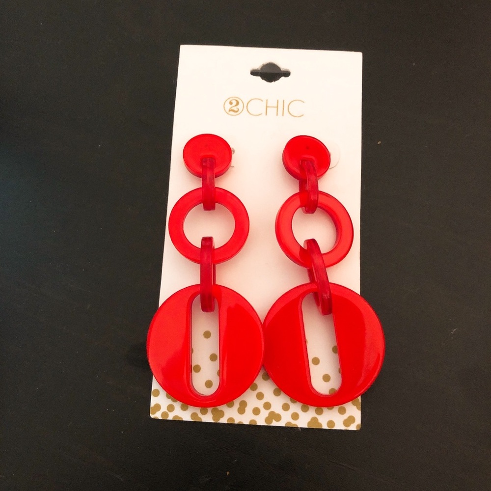 2Chic Red dangle earrings